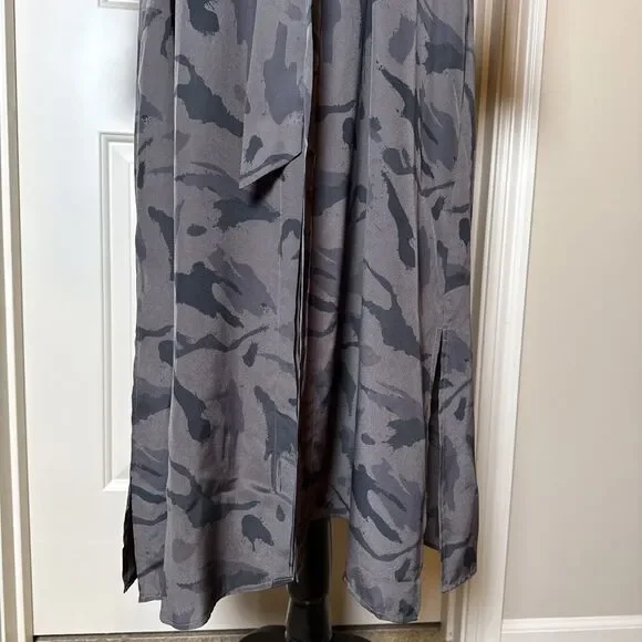 L Agence Button Front 3/4 Sleeve Abstract Silk Dress Purple Size M Designer Luxe - Picture 6 of 16